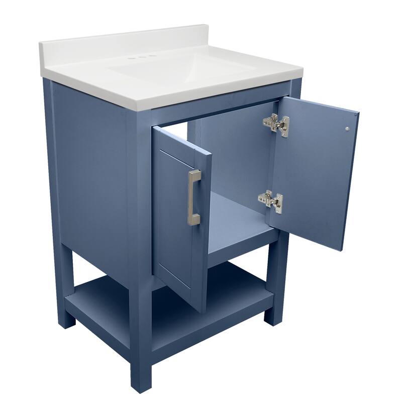 Taos 25" Bathroom Vanity with Cultured Marble Vanity Top Sink in White with White Basin