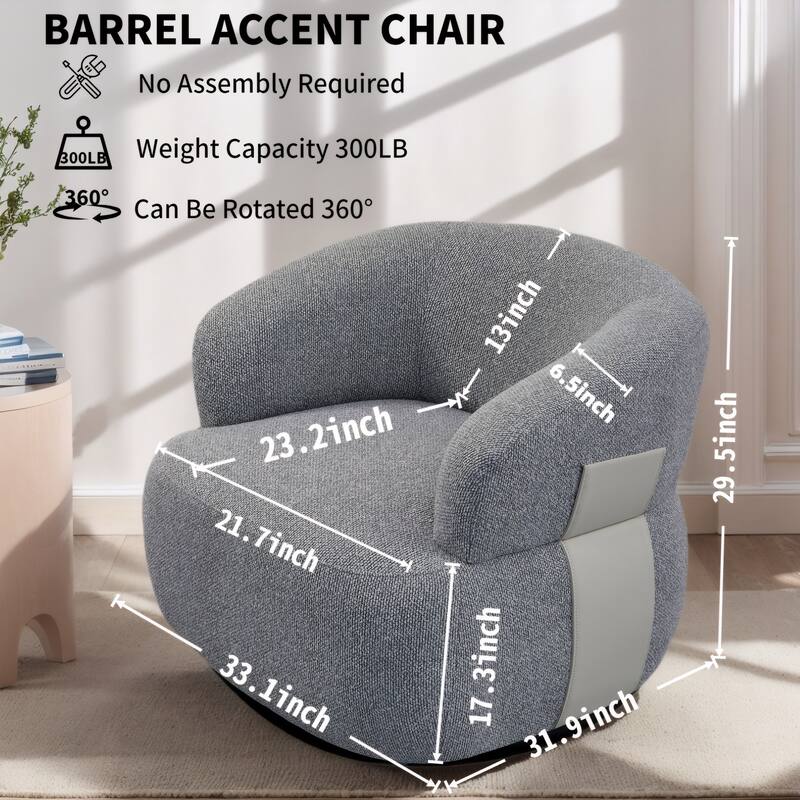 Kieon 33"W 360 Swivel Modern Barrel Chair Accent Chair Set of 2