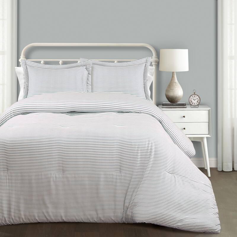Lush Decor Farmhouse Stripe 3-piece Comforter Set