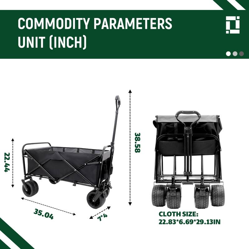 440 lb Collapsible Floral Wagon Cart with 360° Swivel Wheels