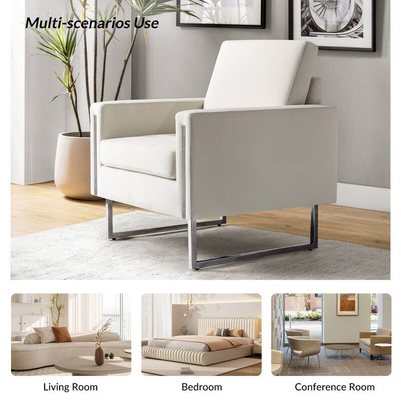 Elastus Modern Velvet Club Chair with Chic Metal Legs Set of 2 by HULALA HOME