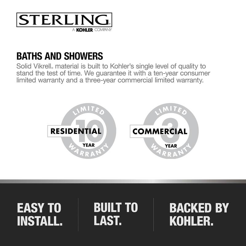 Sterling 48" x 34" Shower Base with Single Threshold and Center Drain