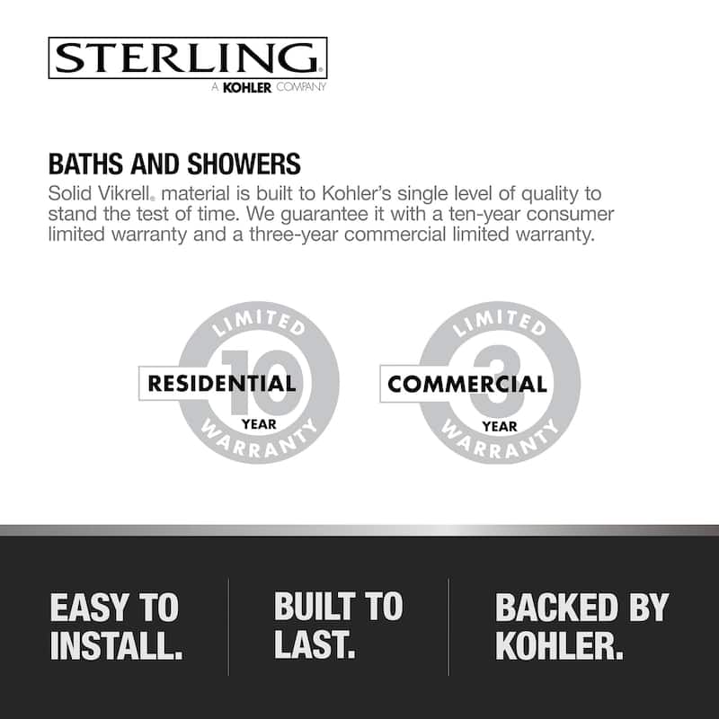 Sterling STORE+ Vikrell 36" x 72-1/2" Shower Back Wall with Integrated