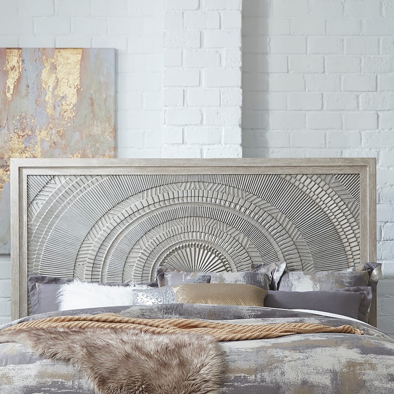 Belmar Washed Taupe Silver Champagne King Panel Bed
