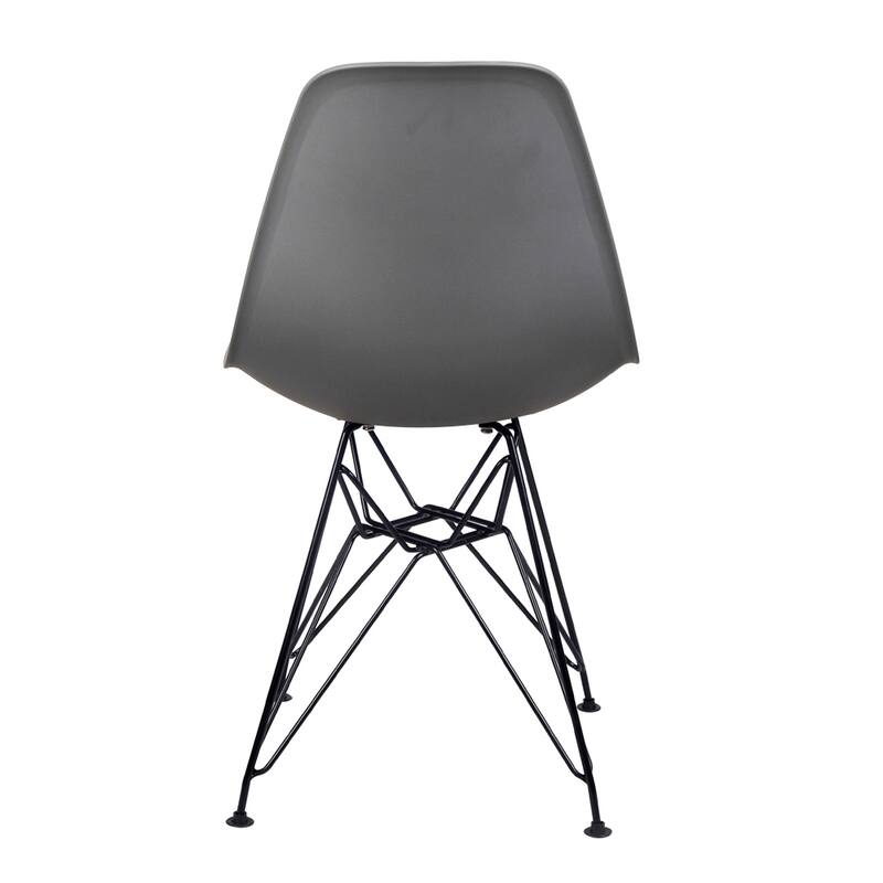 Armless Plastic Shell Side Dining Chairs with Metal Legs-Set of 2
