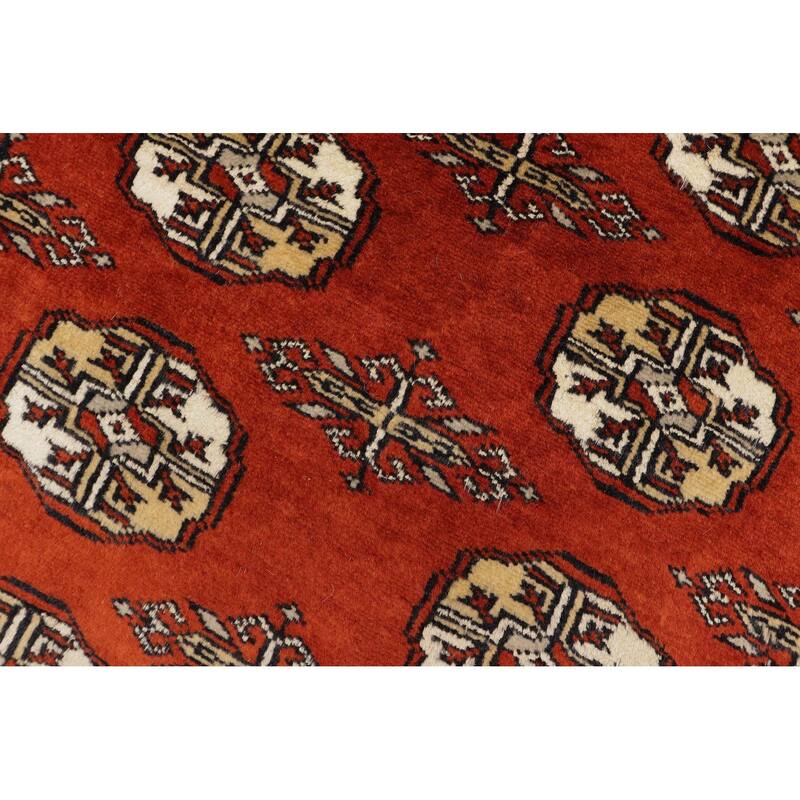 Southwestern Bokhara Cassandr Rust Beige Hand Knotted Runner - 2'7'' x 11'7''