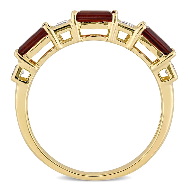 Miadora 10k Yellow Gold Baguette & Square-cut Garnet & White Topaz Stackable Eternity Wedding Band