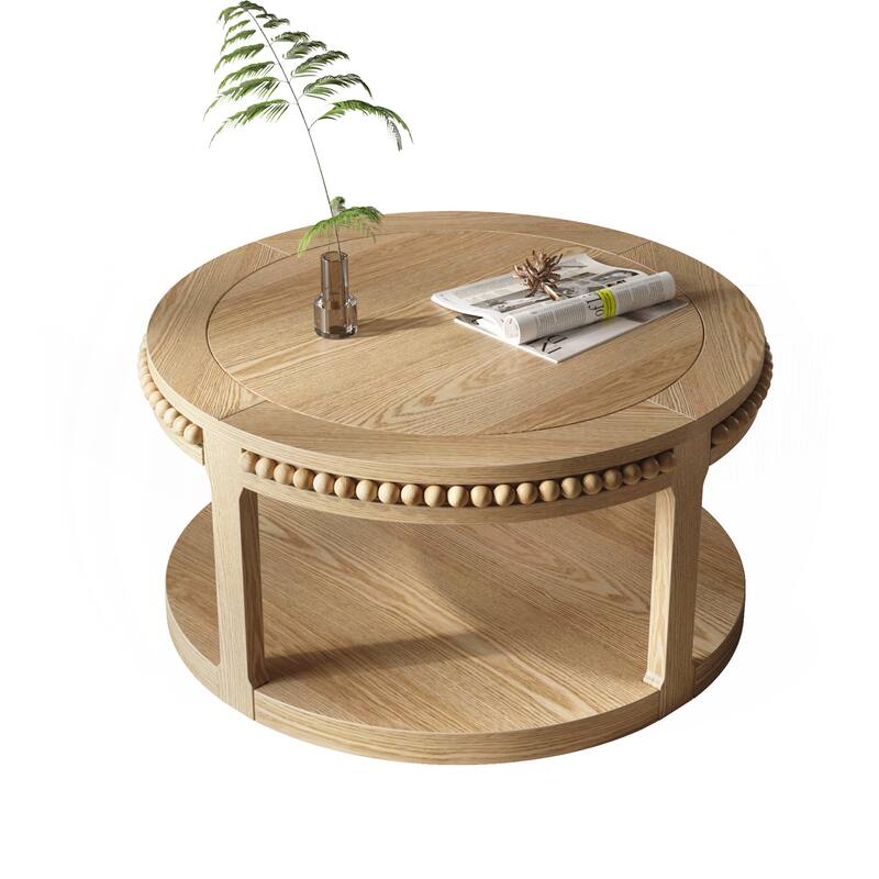 31.5 Inch Round Solid Wood Coffee Table & Sofa Table