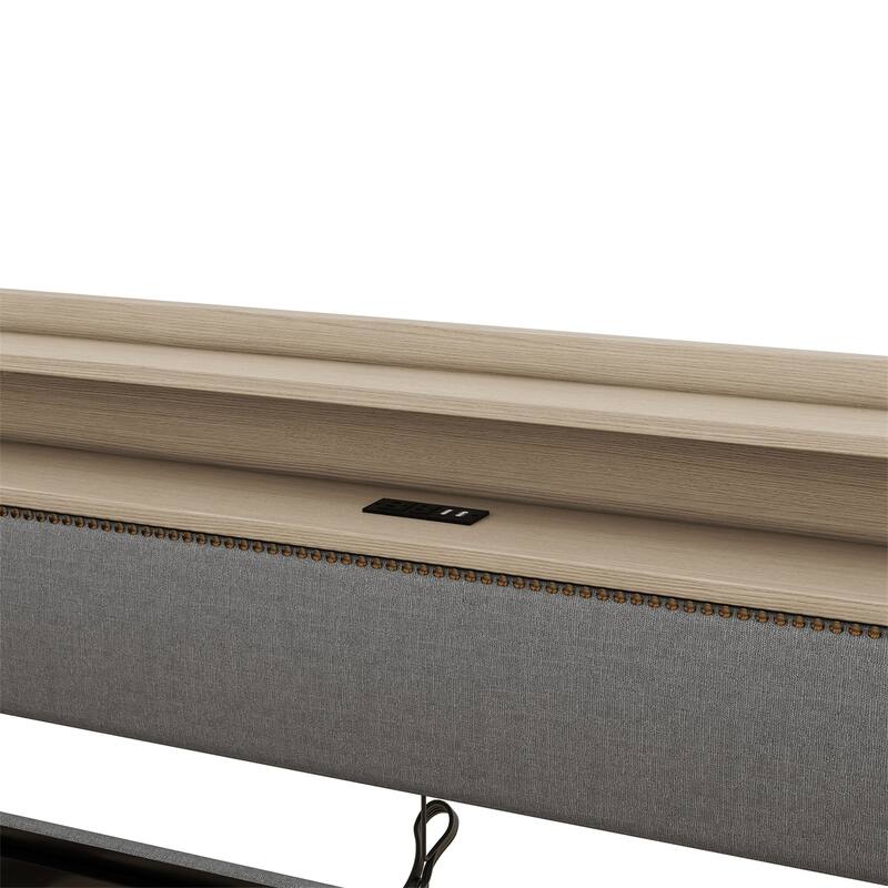 Twin Size Daybed with Storage Drawers,Upholstered Daybed w/LED Lights