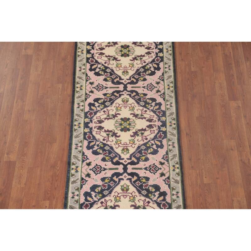 Pink Heriz Serapi Oriental Runner Rug Wool Carpet - 2'7"x 7'11"