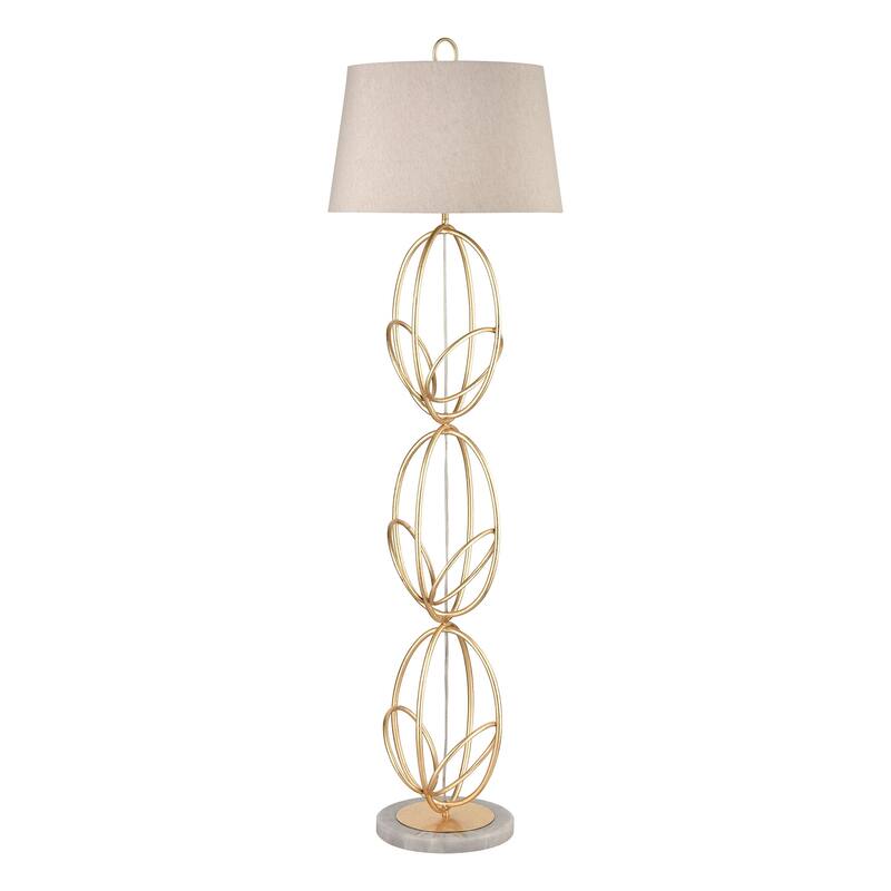 Elk Home Morely Gold Leaf With Oatmeal Linen Shade 1 Light Floor Lamp