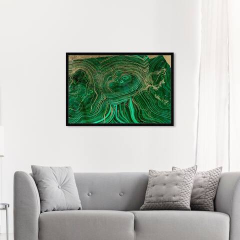 Oliver Gal 'Emerald Agate' Abstract Wall Art Framed Print Crystals - Green, Gold