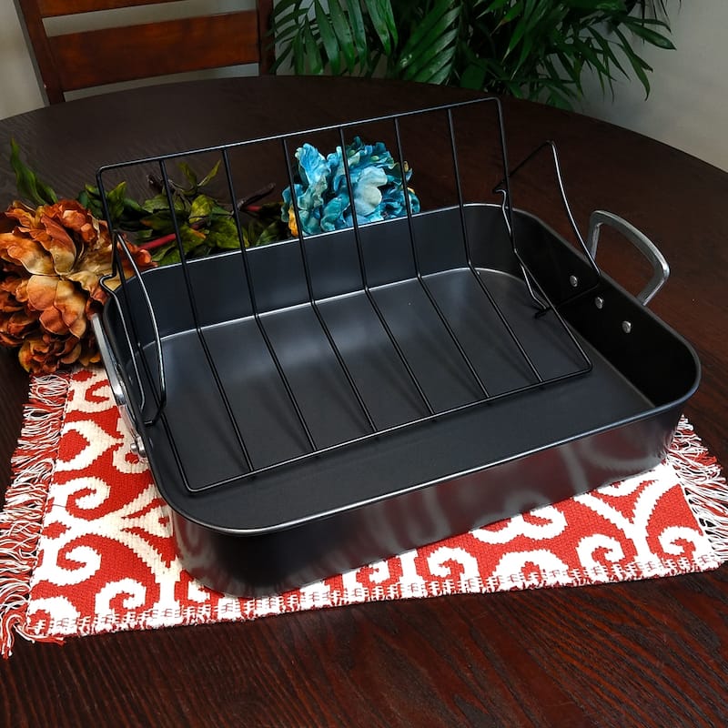2 Piece Roasting Pan With Rack in Charcoal