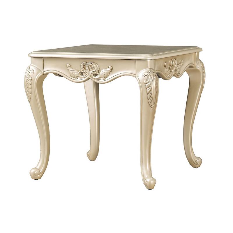 Roche Side End Table, 29 Inch, Classic Cabriole Legs, Champagne Gold Wood