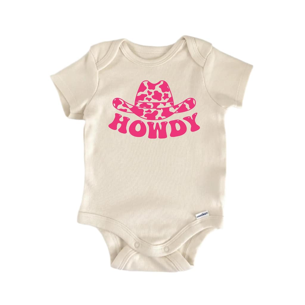 Howdy Cowboy Hat Western - Baby Boy Girl Clothes Infant Bodysuit Funny Cute Newborn
