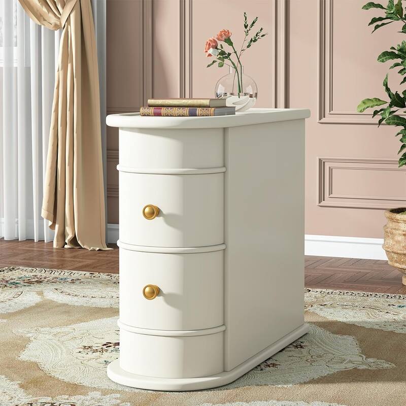 Solid Wood End Table with Storage No Assembly Required