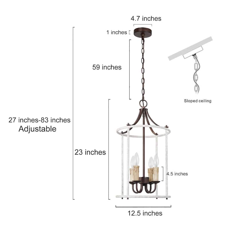 Farmhouse 4-Light Lantern Chandelier Cage Island Lights for Dining Room