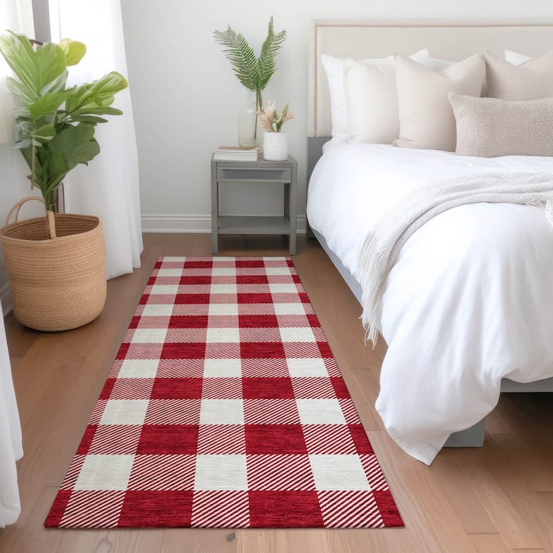 Premium Washable Super Soft Plaid Mayfield Rug - Red - 2'3" x 7'6"