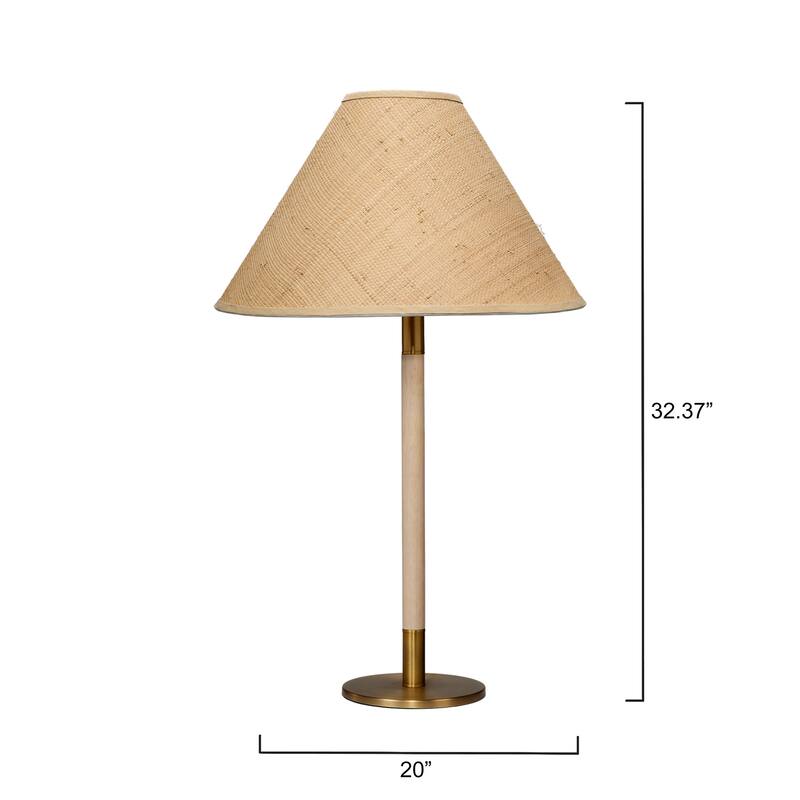 Jamie Young Morgana Wood and Metal Table Lamp with Raffia Shade