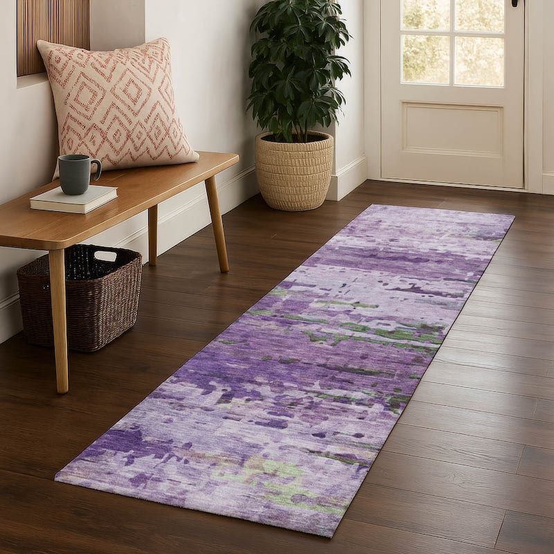 Premium Washable Super Soft Abstract Ombre Mayfield Rug - Purple - 2'3" x 7'6"