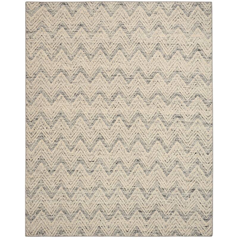 DKNY Pure Purl Modern Chevron Indoor Rug - Denim Ivory - 7'9" x 9'9"