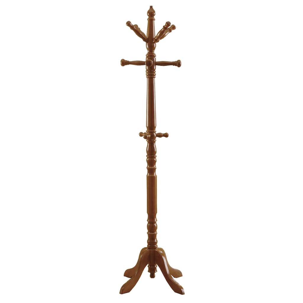 73.75" Brown Traditional Coat Rack with Hanging Hooks