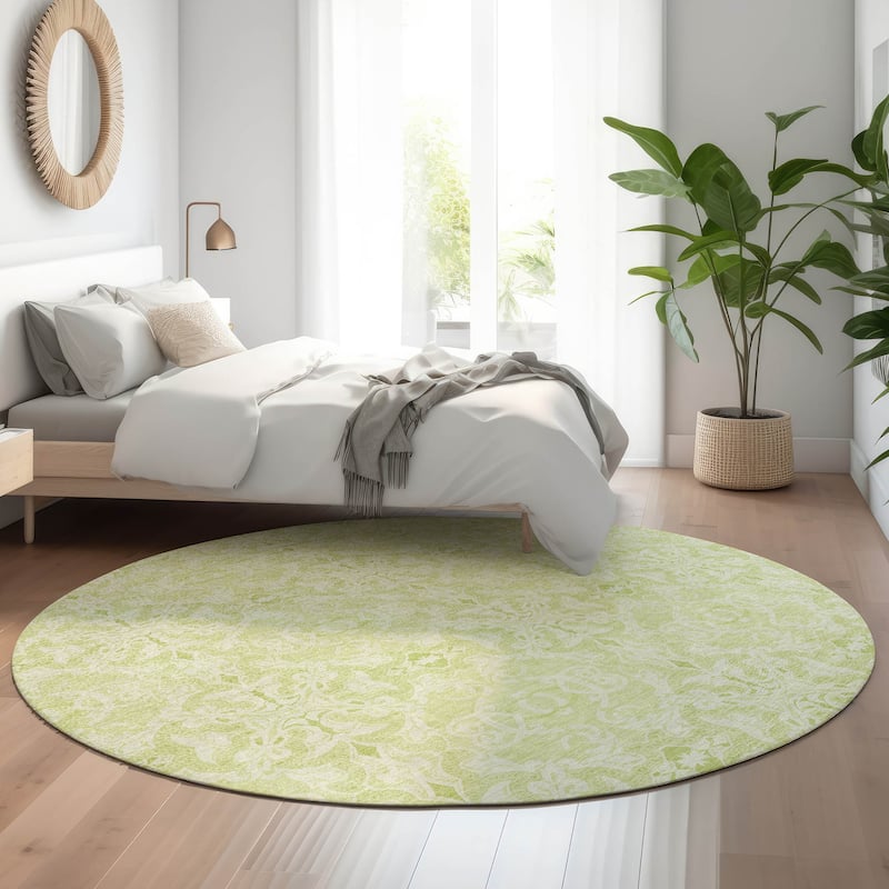 Premium Washable Super Soft Boho Crest Mayfield Rug - Aloe - 8' x 8' - Round