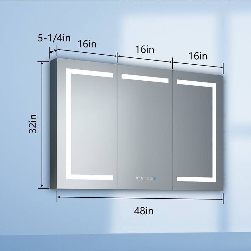 ExBrite LED Lighted Bathroom Medicine Cabinet with Mirror Recessed or Surface led Medicine Cabinet