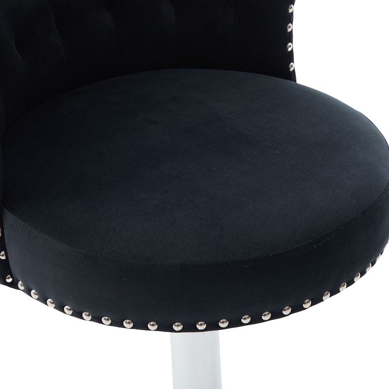 Adjustable Swivel Bar Stools with Silver Plated Metal Leg