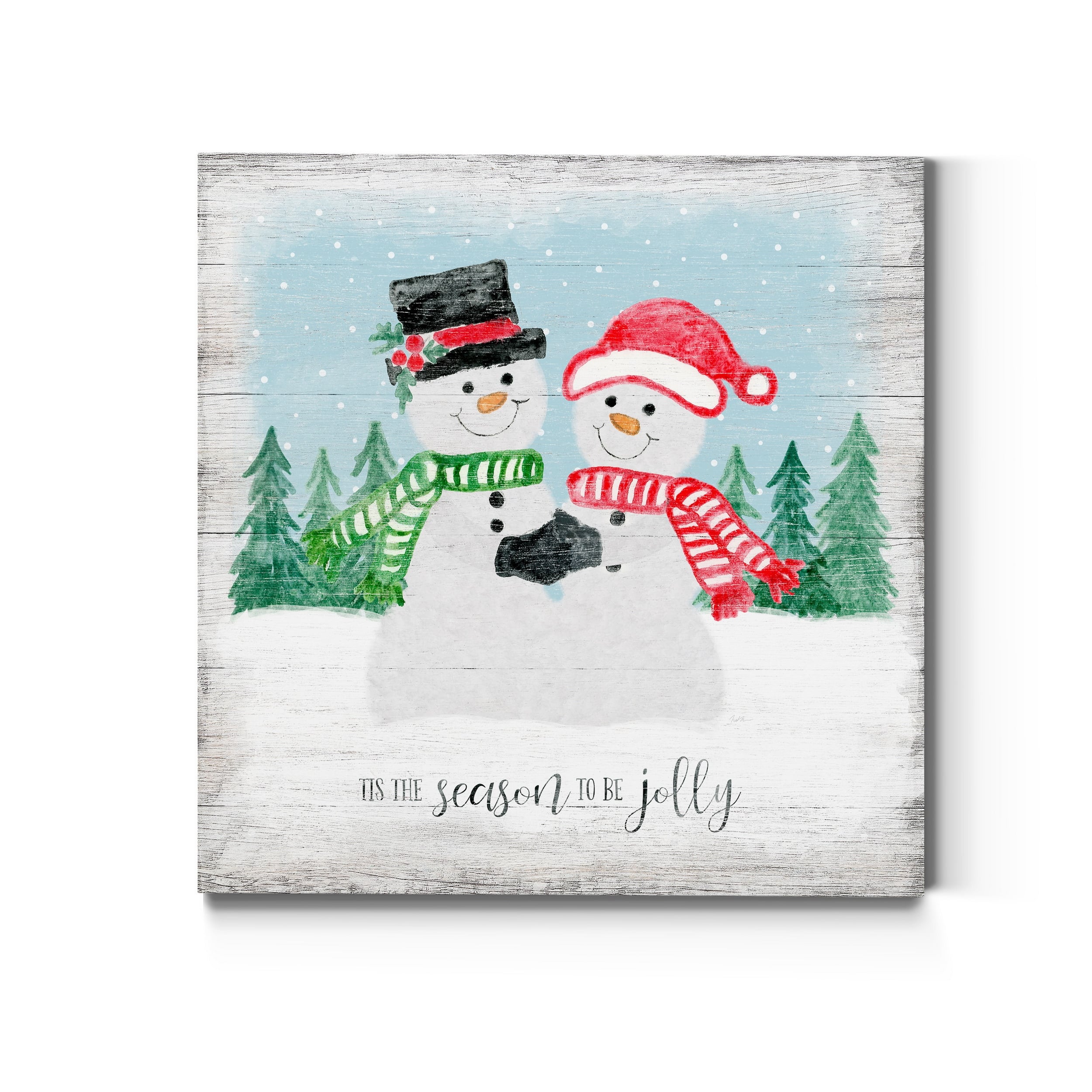 holiday snowmen-Premium Gallery Wrapped Canvas - Ready to Hang - Bed ...