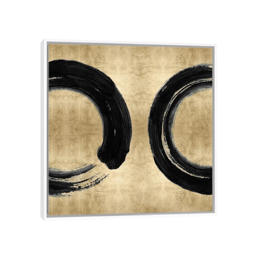 iCanvas "Black Zen Circle on Gold II" by Ellie Roberts Framed Canvas Print