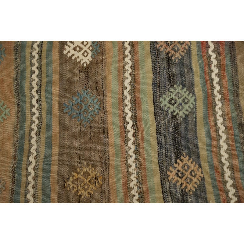 Hand Woven Oriental 100% Wool Carpet Southwestern Tribal Multi-Colored Kilim Area Rug - 10' 0'' X 4' 9''