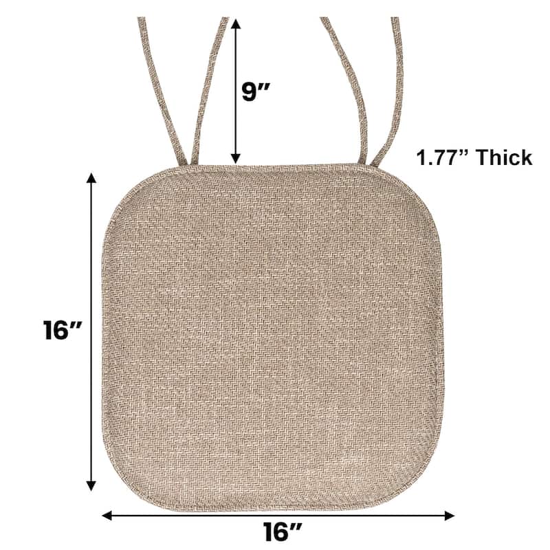 Sweet Home Collection Herringbone Stitch Memory Foam Non Slip Chair Cushion Pad with Ties 16" x 16"