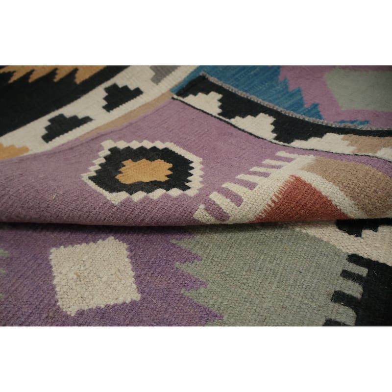Hand Woven Oriental 100% Wool Carpet Southwestern Tribal Multi-Colored Kilim Area Rug - 8' 0'' X 4' 10''