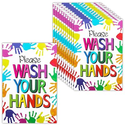 Hand Washing Station Signs for Kids, "Please Wash Your Hands" (4 x 6 Inches, 12 Pack)