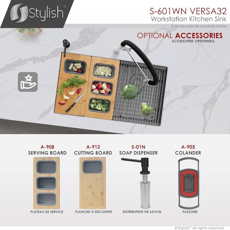 Stylish Undermount 32" Stainless Steel Double-Bowl 16G Kitchen Sink - 32" x 19" x 10"