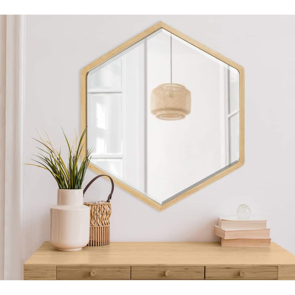 Kate and Laurel McLean Hexagon Wood Framed Wall Mirror - 26x30