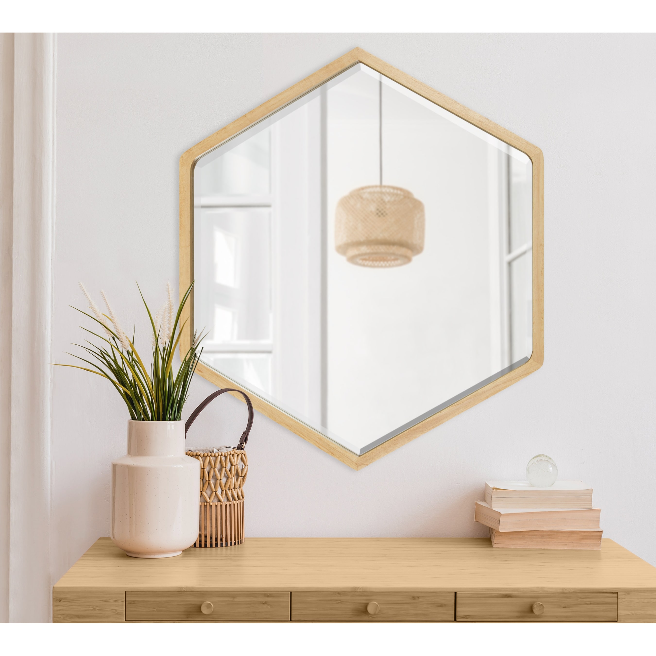 Kate and Laurel McLean Hexagon Wood Framed Wall Mirror - 26x30