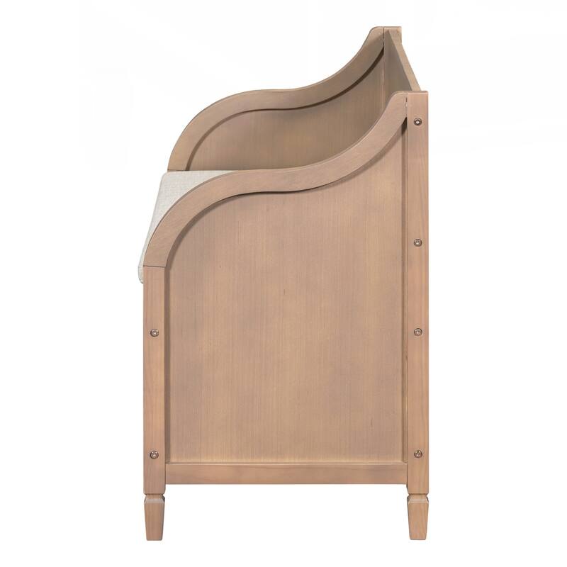 Rustic Style Solid wood Entryway Multifunctional Storage Bench with Safety Hinge