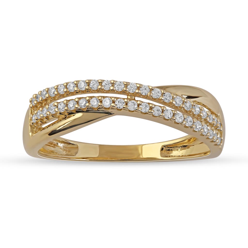 1/5ct TDW Diamond Crossover Wedding Band in 10K Gold for Women