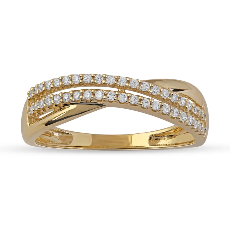 1/5ct TDW Diamond Crossover Wedding Band in 10K Gold for Women - 9 - Yellow