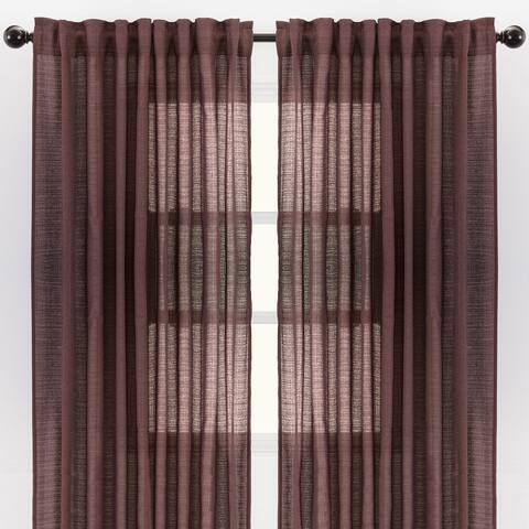 Chanasya Faux Belgian Flax Semi-Sheer Window Curtain Panel Pair (Set of 2)