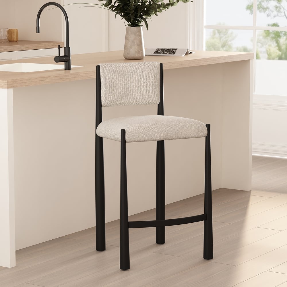 Manhattan Comfort Lennor Metal Boucle Counter Stool