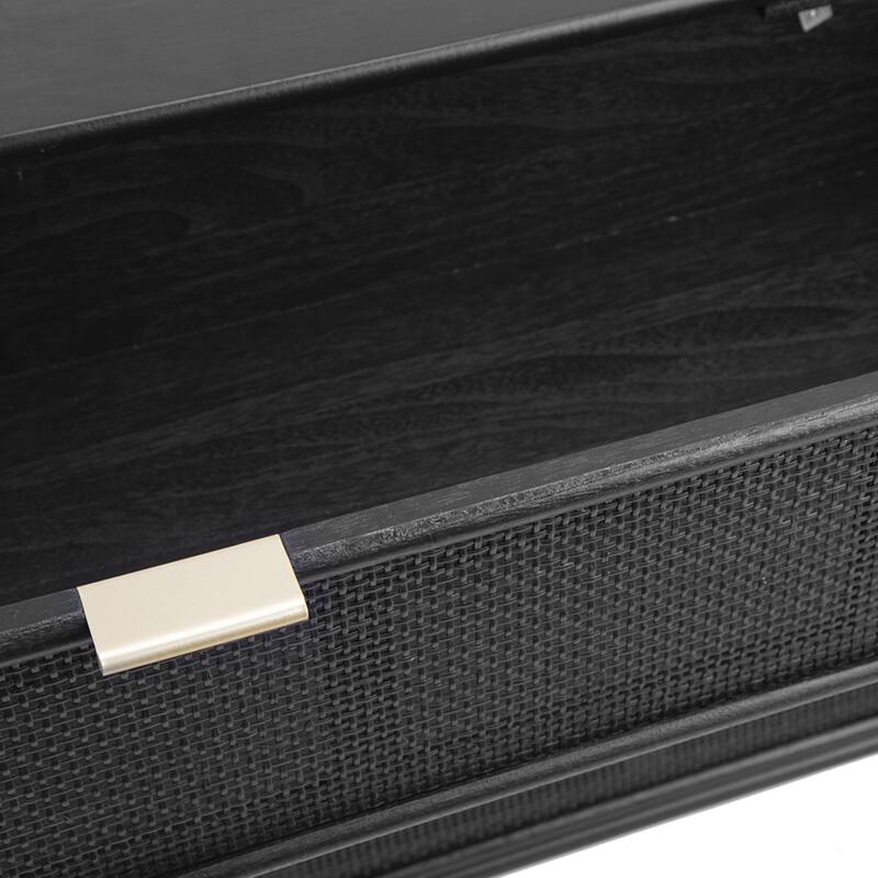 3-Drawer Woven Rattan Cabinet - 30.75" - Black
