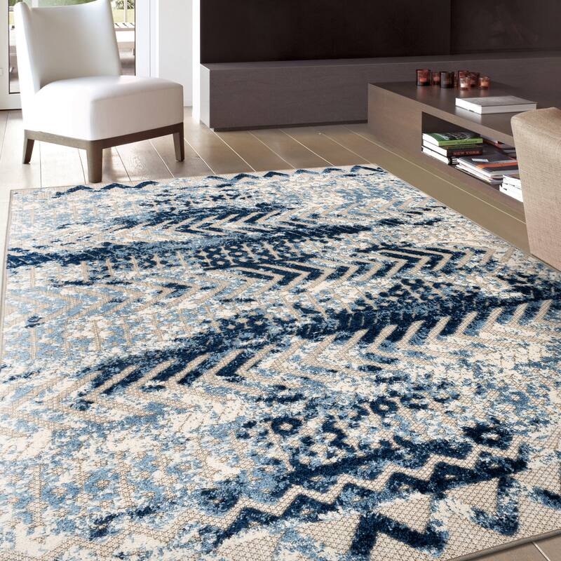 World Rug Gallery Turin Modern Geometric Bohemian Indoor/Outdoor Area Rug