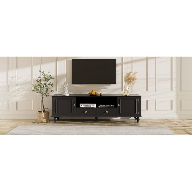 70.9'' Modern TV Stand for TVs up to 80 Inches, Entertainment Center with Open Compartment, TV Storage Cabinet with 2 Drawers