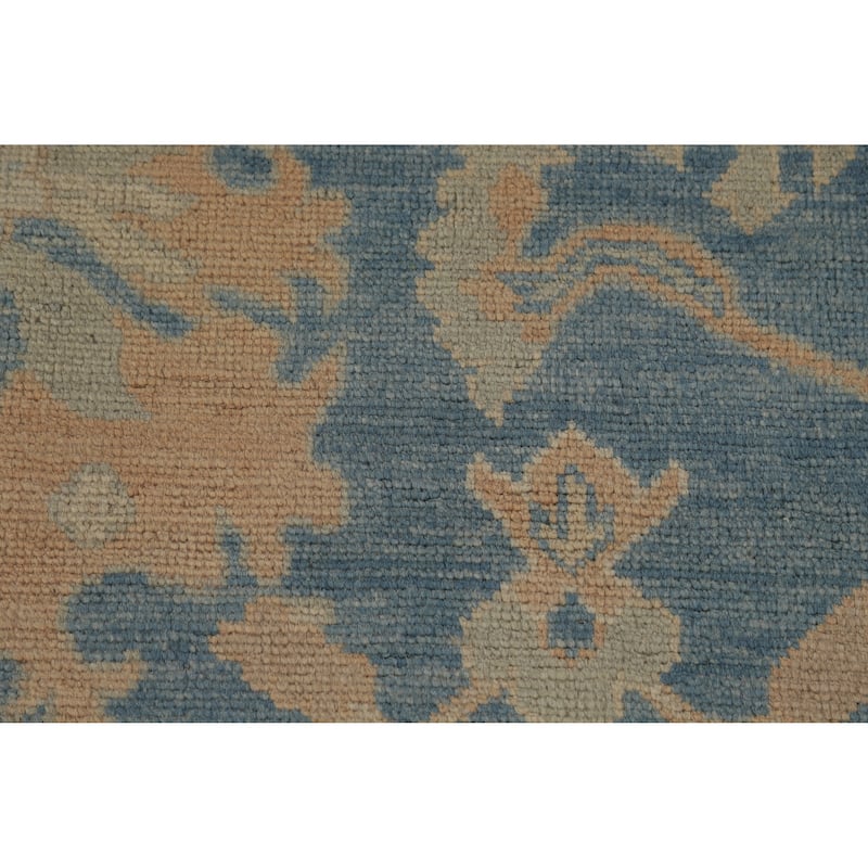 Hand Knotted Oriental 100% Wool Carpet Transitional All-Over Navy Blue & Blues Oushak Area Rug - 10' 0'' X 8' 0''