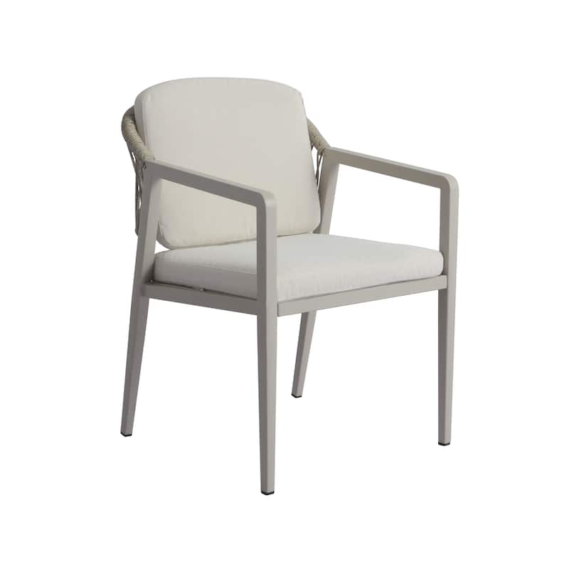 Beige Grey Outdoor Rattan Dining Chairs Set of 2 with Iron Frame, Side Chair Reception Chair Leisure Chair