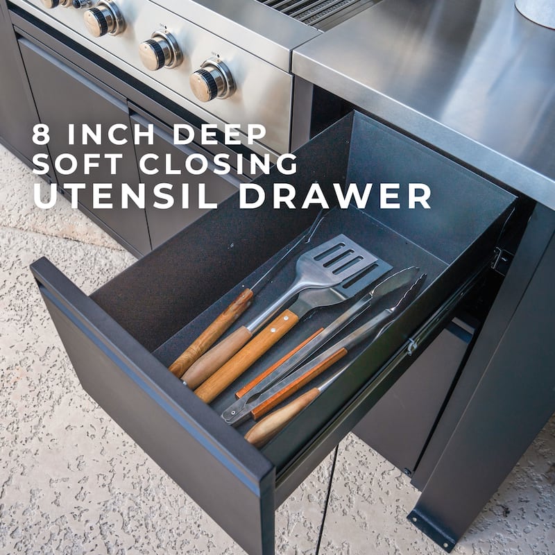 Backyard Discovery Fusion Flame Outdoor Kitchen, Grill, Refrigerator - 10'5" x 4'0"