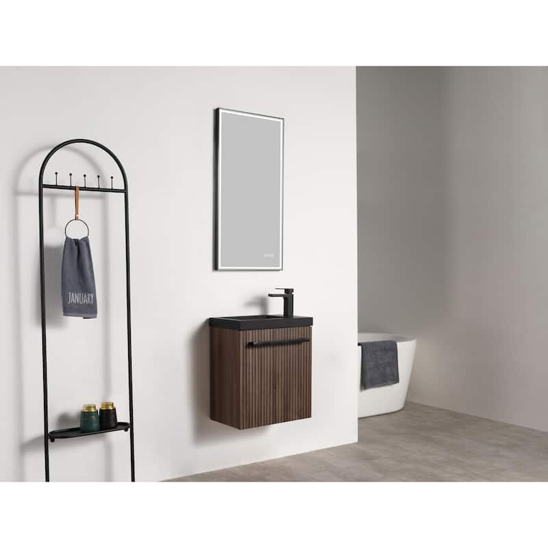 Blossom 20 Inch Wall Mounted Bathroom Vanity with Black Acrylic Sink